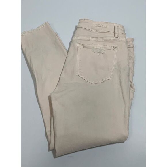 Vigoss Light Pink Distressed Frayed Hem Marley Super Skinny Mid Rise Denim Jean - Picture 1 of 11